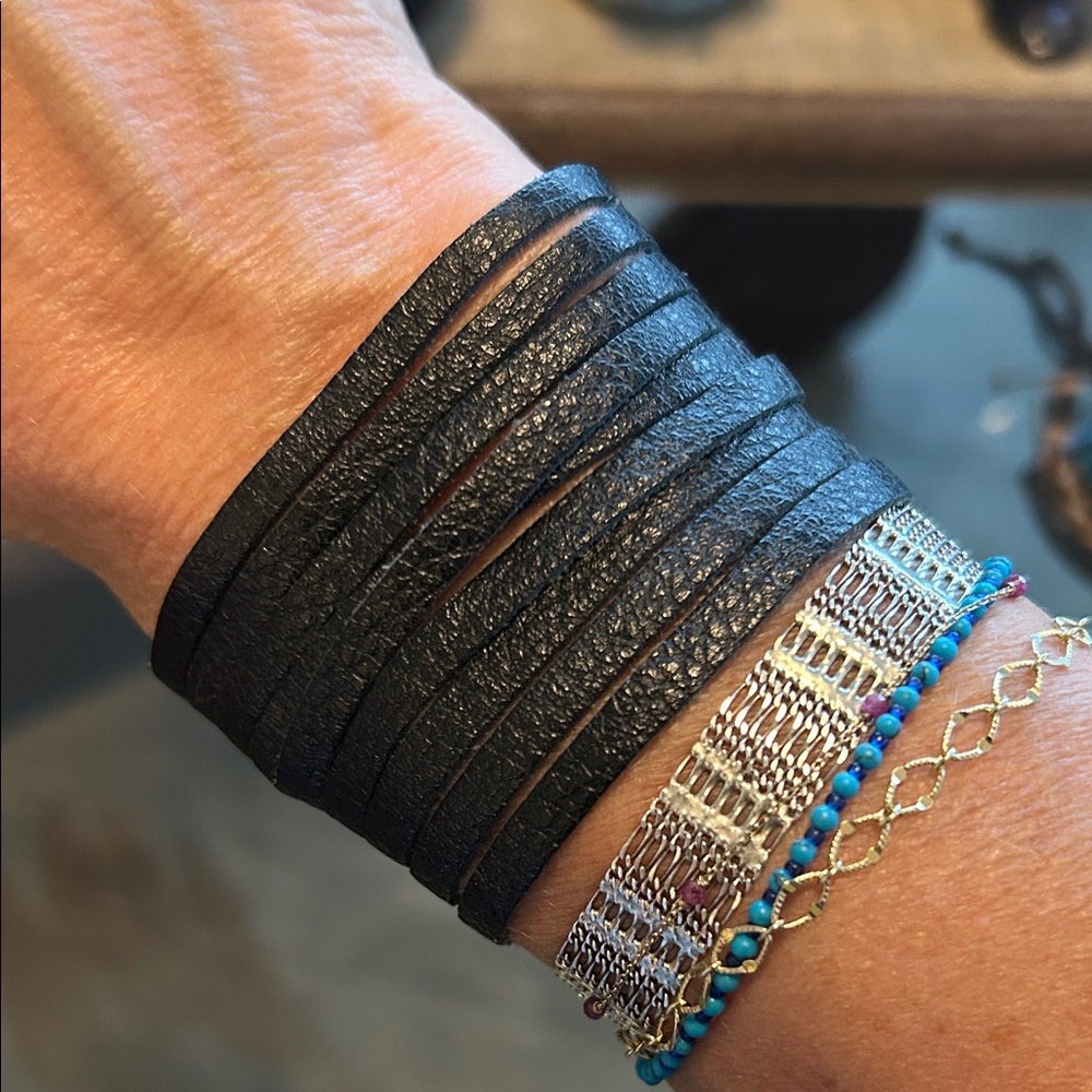 Black Leather Wrap Bracelet
